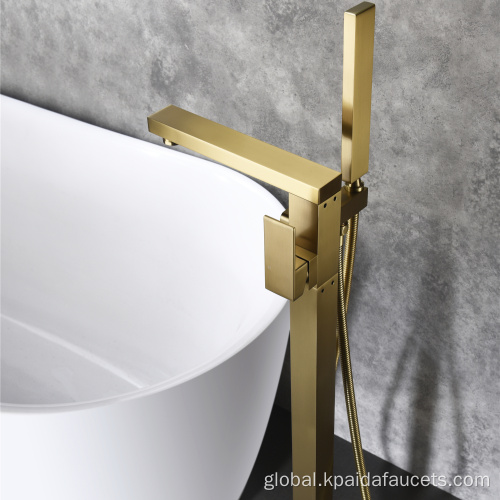 Floor Standing Tub Filler Brushed Gold Floor Standing Bath Mixer Tub Filler Freestanding Bathtub Faucet Manufactory